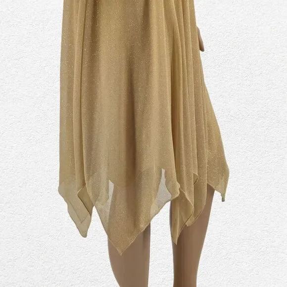 Vintage y2k Speechless Gold Midi Dress Fairycore Glitter Halter Siren Size S - Picture 7 of 12